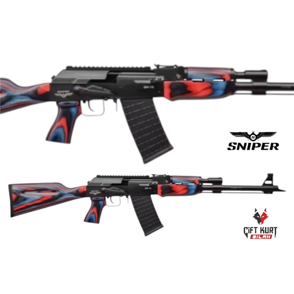 Sniper Arms SN-12 Kırmızı-Mavi Lamine Şarjörlü Yivsiz Av Tüfeği